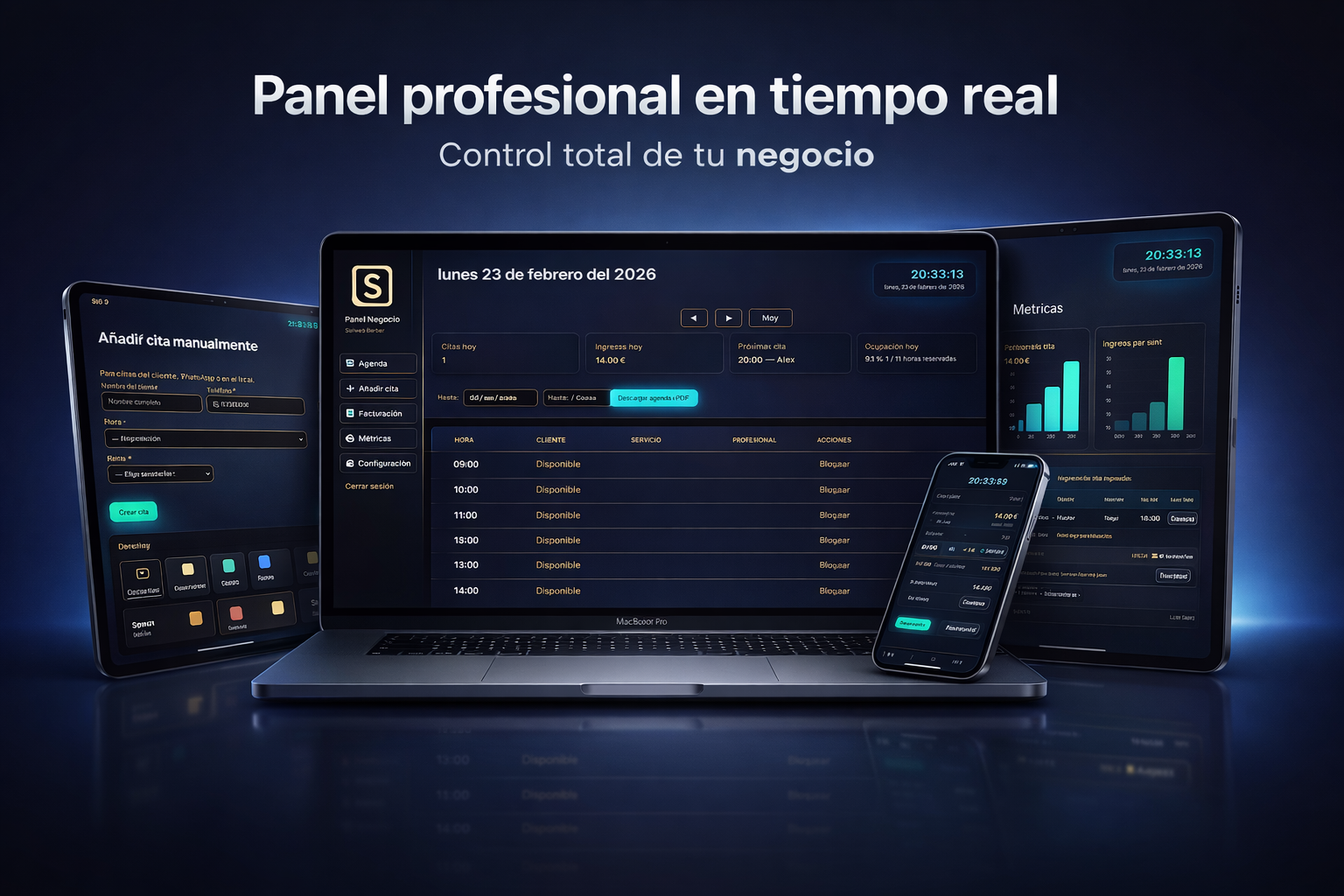 Panel profesional Sialweb para barberías y peluquerías